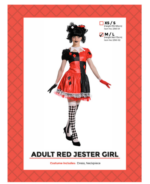 Adult Red Jester Girl Costume M/L was 90819-02 Adult Red Jester Girl Costume M/L was 90819-02