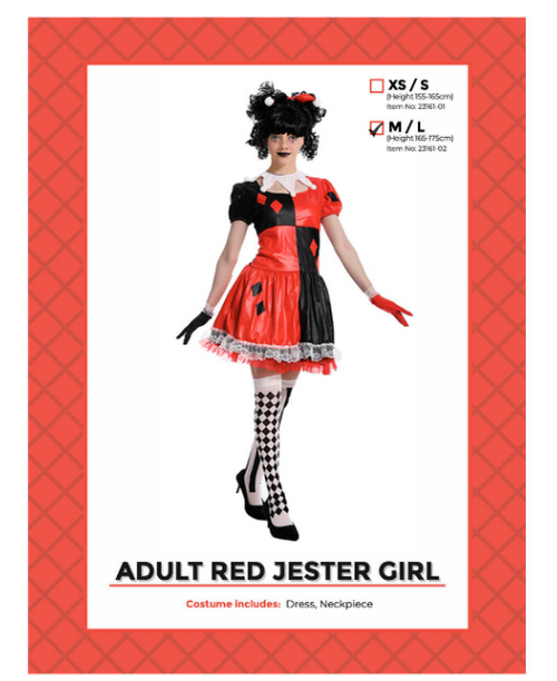 Adult Red Jester Girl Costume M/L was 90819-02