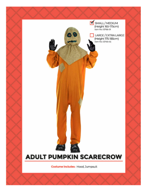 Adult Pumpkin Scarecrow Costume S/M was 90827