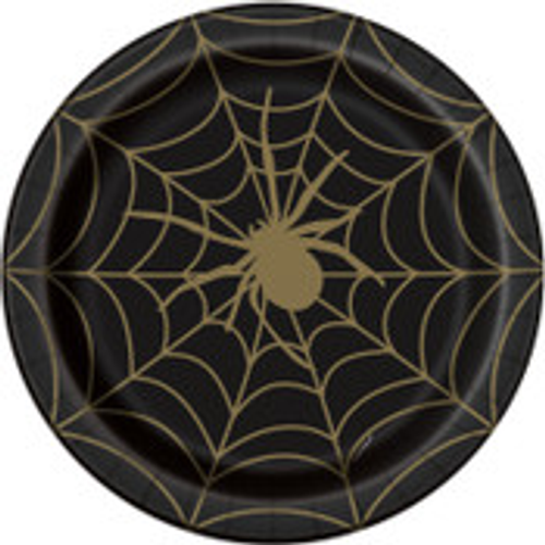 BLACK & GOLD SPIDER WEB 8 x 9" PLATES