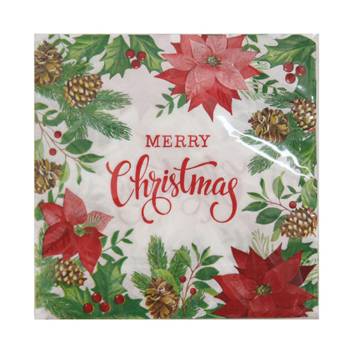 PK20 2PLY POINSETTIA NAPKIN 33x33CM