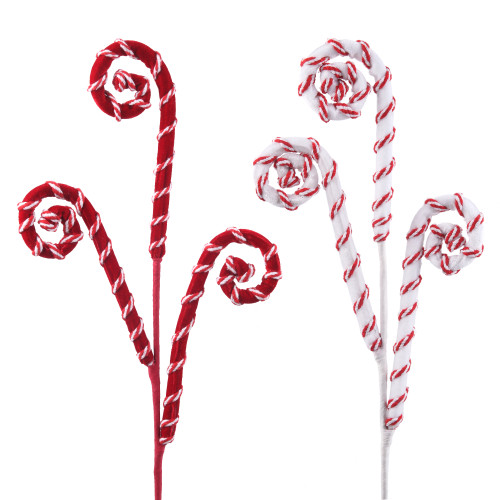 2A RED & WHITE CANDY CANE SWIRL STEM 67CM 1CP