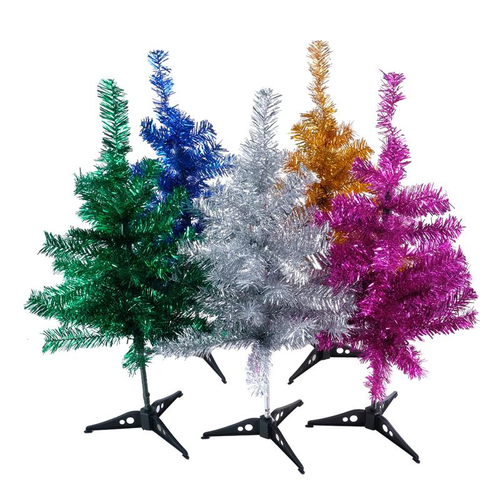 Christmas Tree Tinsel 60cm 50 Tips Pink, Silver, Gold, Green & Blue