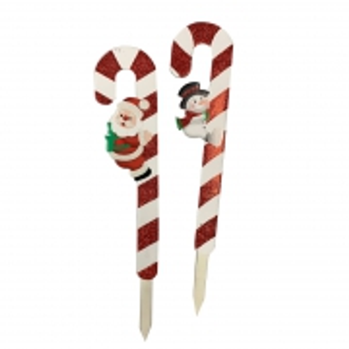 Xmas Glitter Foam Yard Sign Candy Cane 70cm 2asst DESIGNS 1PC