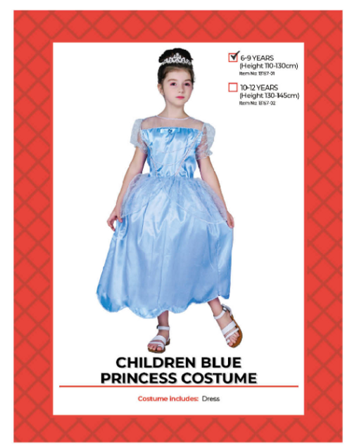 Children Blue Princess Costume  (7-9 years)