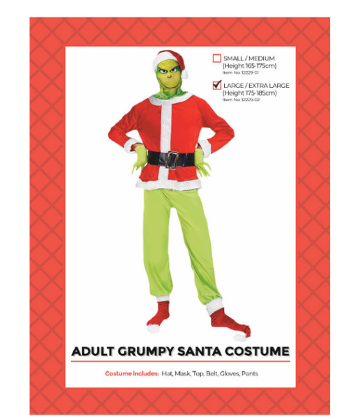 Adult Grumpy Santa Costume L/XL 