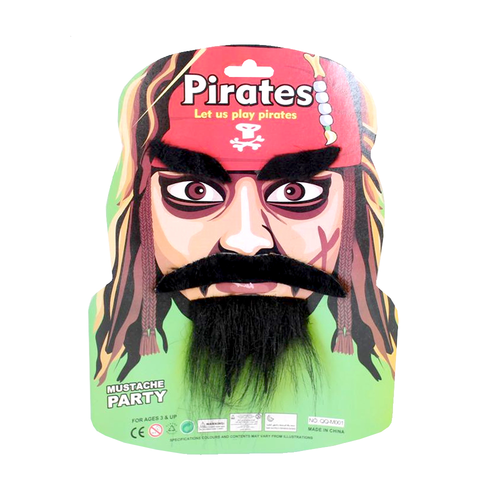 PIRATE MOUSTACHE, BEARD  & EYEBROW SET