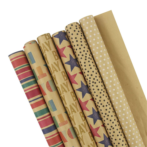 6A DESIGNS 70CMX5M WRAPPING PAPER-KRAFT PRINT