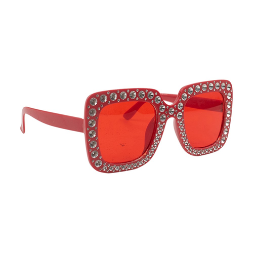 RED BLINGED SQUARE PARTY GLASSES