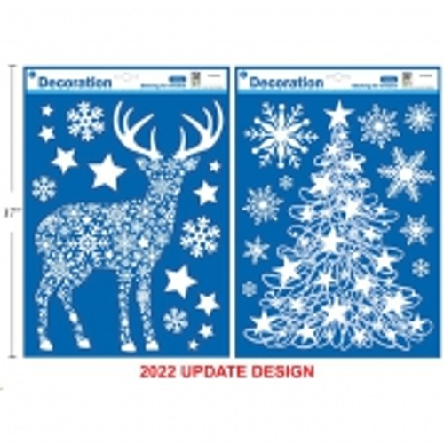Xmas Sticker Glitter Snowflake 2 asst 29X40cm  1PC                                          