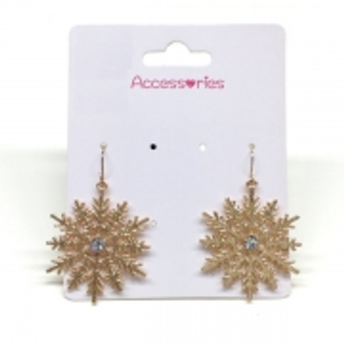 XMAS EARRINGS 1 PAIR GOLD SNOWFLAKES