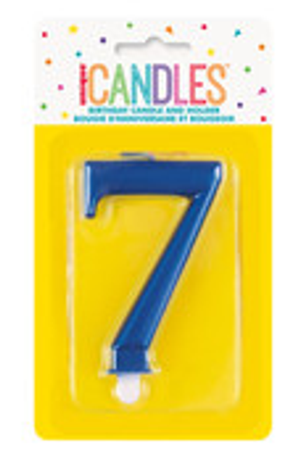 METALLIC BLUE B'DAY CANDLE - NUMBER 7