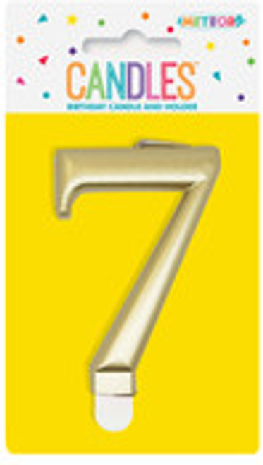 METALLIC GOLD B'DAY CANDLE - NUMBER 7