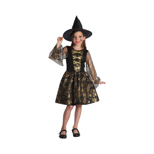 WITCH COSTUME W/GOLD PATTERN CONTAINS DRESS AND HAT