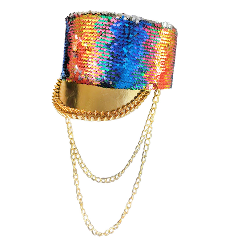 RAINBOW   FESTIVAL CAP W/ CHAINS  ON HEADER CARD