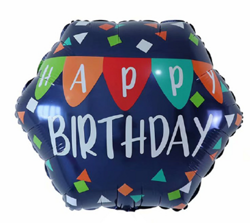 18" (45cm) Happy Birthday Bunting hexagon