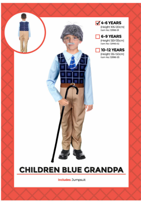 Children Blue Grandpa Costume 3-5