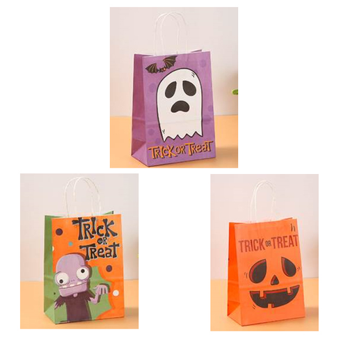 Hween Printed Kraft Treat Bags 3pk 3 Asst/Pack Hween Printed Kraft Treat Bags 3pk 3 Asst/Pack