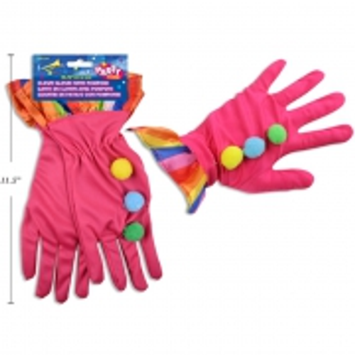 Clown Gloves w/ 3 Pom Poms 27.3cm 15cm(W) Cuff 2 Cols Clown Gloves w/ 3 Pom Poms 27.3cm 15cm(W) Cuff 2 Cols