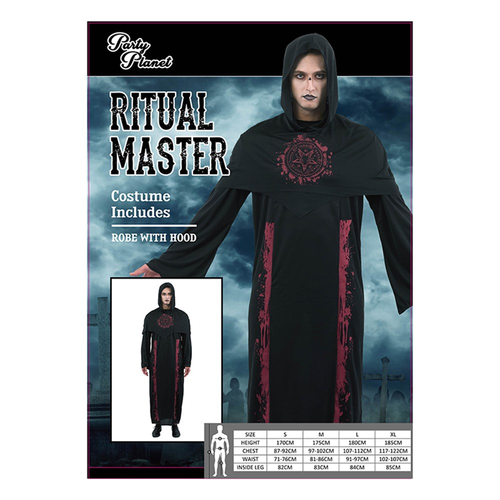 MAN RITUAL MASTER COSTUME-INCLUDING ROBE WITH HOOD, 2A SIZES LRG & XLG MAN RITUAL MASTER COSTUME-INCLUDING ROBE WITH HOOD, 2A SIZES LRG & XLG