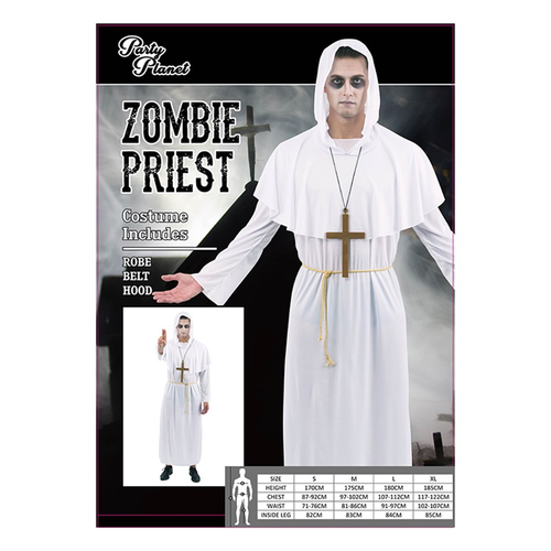 MAN ZOMBIE PRIEST COSTUME-INCLUDING ROBE, BELT, HEAD HOODED, 2A SIZES LRG & XLG MAN ZOMBIE PRIEST COSTUME-INCLUDING ROBE, BELT, HEAD HOODED, 2A SIZES LRG & XLG