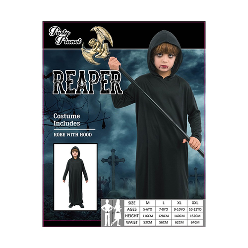 BOY REAPER COSTUME-INCLUDING ROBE WITH HOOD, 2A SIZES LRG & XLG BOY REAPER COSTUME-INCLUDING ROBE WITH HOOD, 2A SIZES LRG & XLG