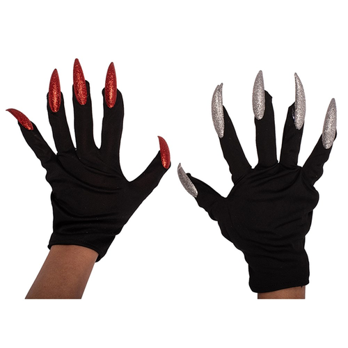 2A RED & SILVER VAMPIRESS POLYESTER GLOVES 1PAIR 2A RED & SILVER VAMPIRESS POLYESTER GLOVES 1PAIR