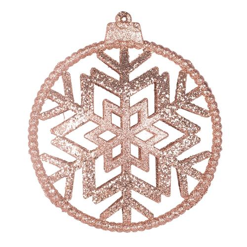 17CM PINK & CHAMPAGNE GLITTER TREE ORNAMENT