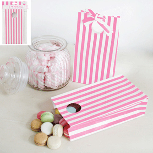 *6PK PASTEL PINK STRIPE PARTY BAG