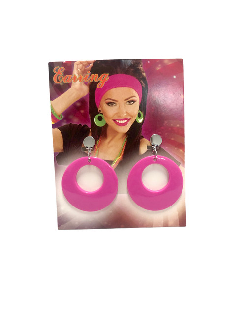 JS Neon Round Earrings Pink