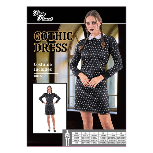 WOMAN WEDNESDAY COSTUME-INCLUDING DRESS, 2A SIZES MED & LRG