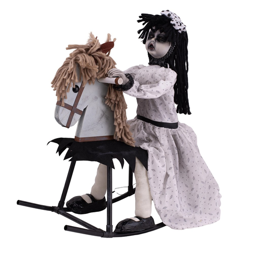 72CM ANIMATED GIRL ON ROCKING HORSE-3XAA BATTERY NOT INCLUDED