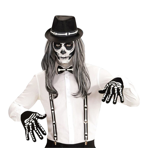 3PC SKELETON DRESS UP KIT-BOWTIE, GLOVES, SUSPENDER