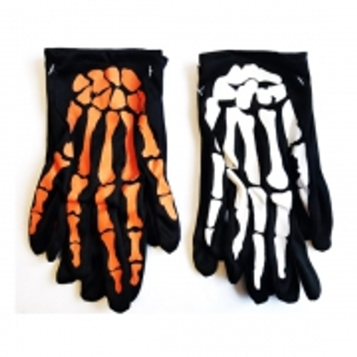 Hween Gloves Skeleton Print 20cm 2 asst Cols