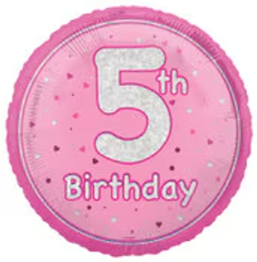 18" PKG GLTZ PNK#5 PRSM FL BLN