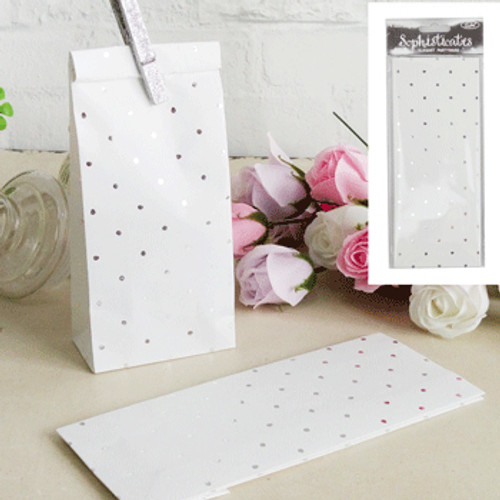 *4pk Metallic Silver Dotty Loot Bag (9x22cm)