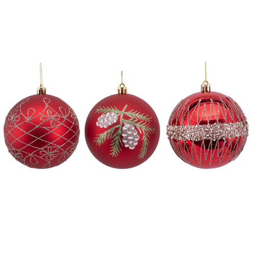 3A10CM RED W/CHAMPAGNE DETAILS BAUBLE IN PDQ 1pc