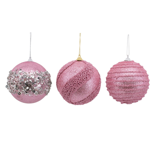 3A 10CM PINK BAUBLES 18PCS IN PDQ TRAY
