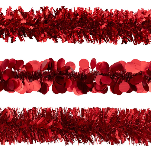 3A 6PLY 2M MIX TINSEL-RED