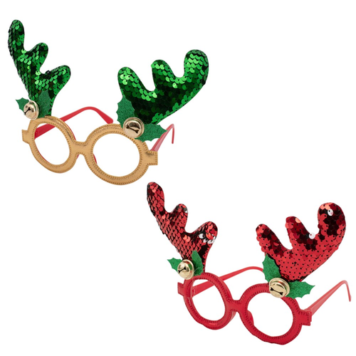 2A REINDEER GLASSES GREEN, RED 1pc