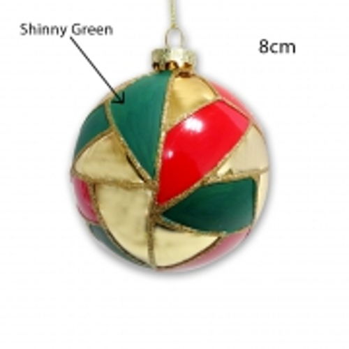 Mosaic Glass Bauble 8cm shinny