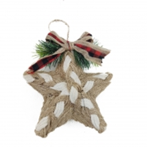Xmas Vintage Burlap Star Hanger 20x18cm