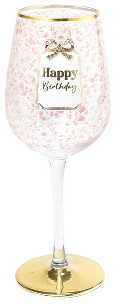 HAPPY BIRTHDAY PRETTY BOW WINE GLASS