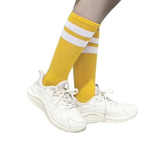 40CM YELLOW STRIPE KNEE HIGH SOCKS