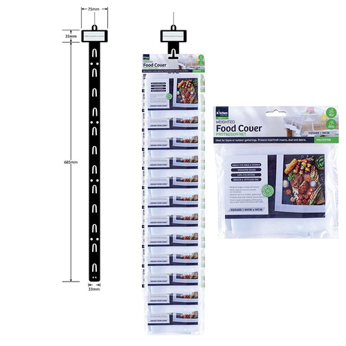 Food Protection Net With Weights 90cm x 90cm Clip Strip