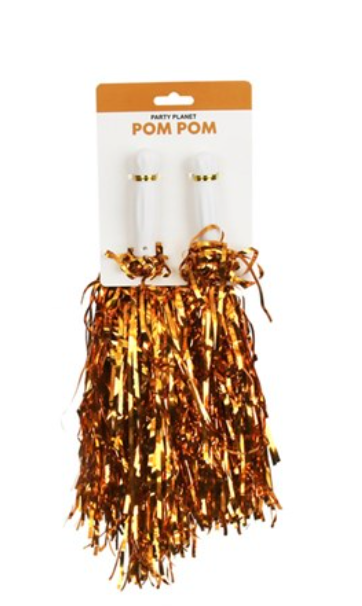2PK METALLIC POM POM-ORANGE