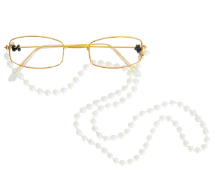 Gold Rim Grandma Glasses with Pearl Chain