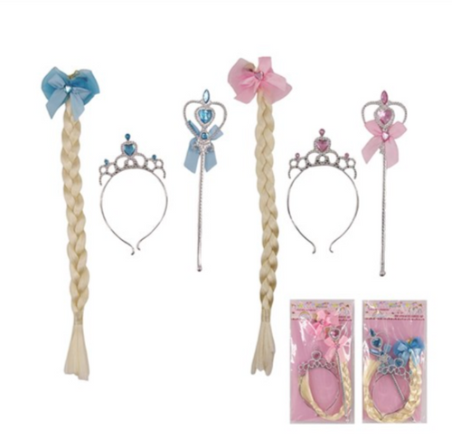 2A 3PC PRINCESS KIT-BRAID EXTENSION, WAND, TIARA