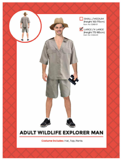 Adult Wildlife Explorer Man Costume (L/XL) 