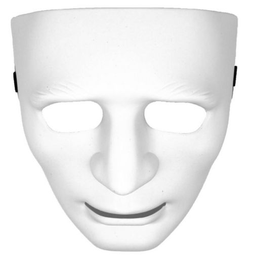 Full Face Plastic Mask (White)